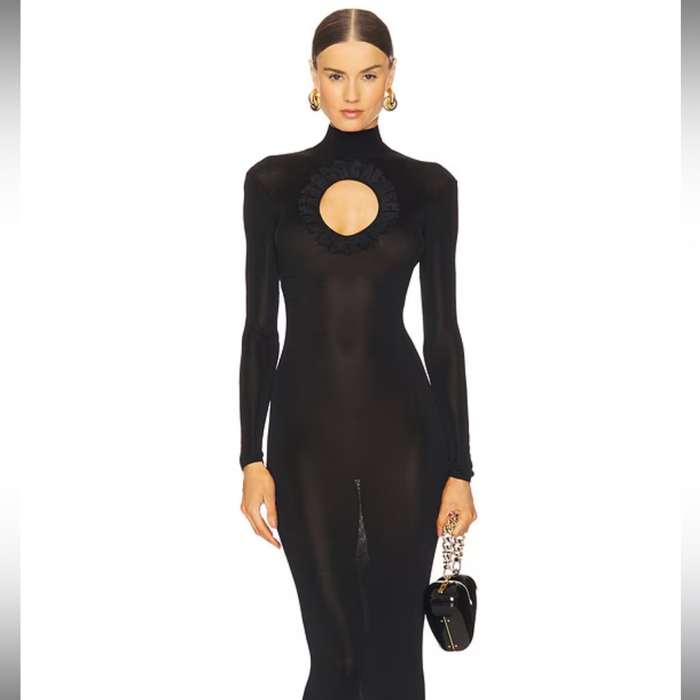 Self Portrait Residency Black Knit Cut out Maxi Dress